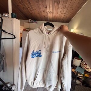 Lonely Ghost cool to care Hoodie in sand color